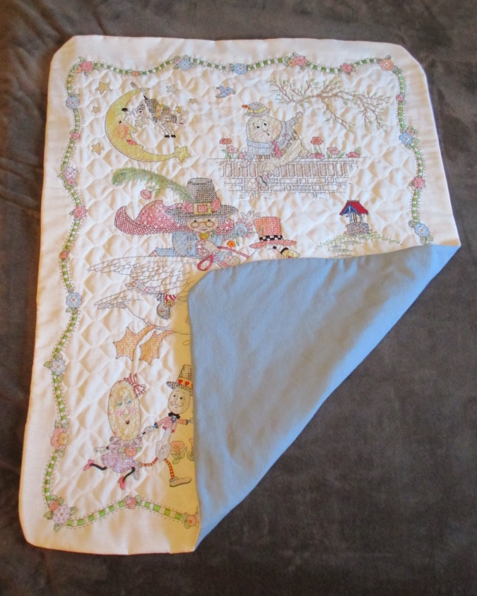 Bucilla bucilla stamped cross stitch baby quilt top, 34 by 43-inch
